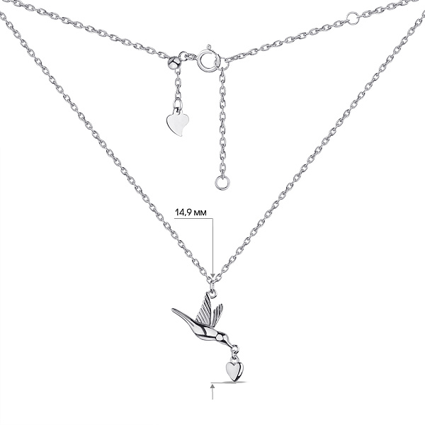 Серебряное колье Птица с подвеской (арт. 7507/КЛ2/3000Ш-48) – изображение 3