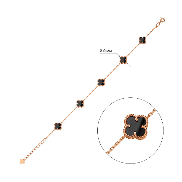 Золотой браслет Клевер с ониксом (арт. 341495/7о) – изображение 2