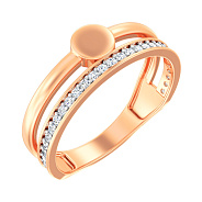 Двойное кольцо из красного золота с фианитами (арт. 141144)