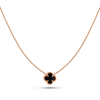 Золотое колье Клевер с ониксом (арт. 361496/8о)