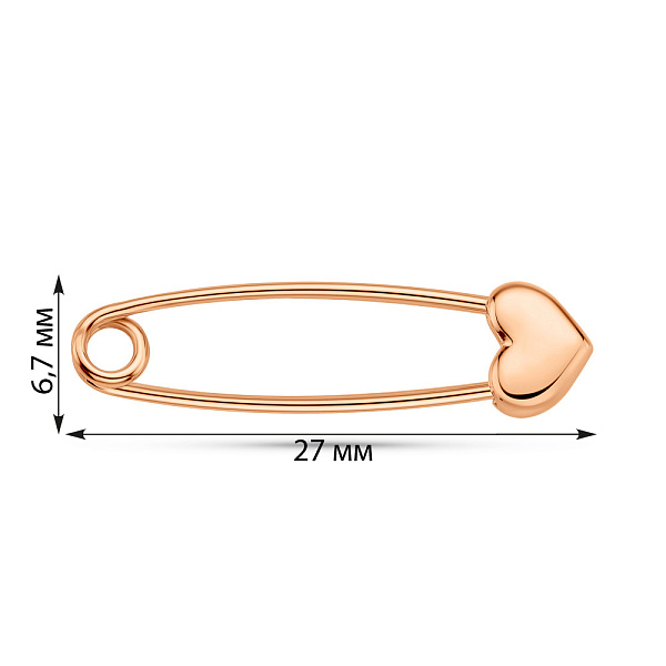 Золотая булавка Сердце (арт. 6005471101) – изображение 3