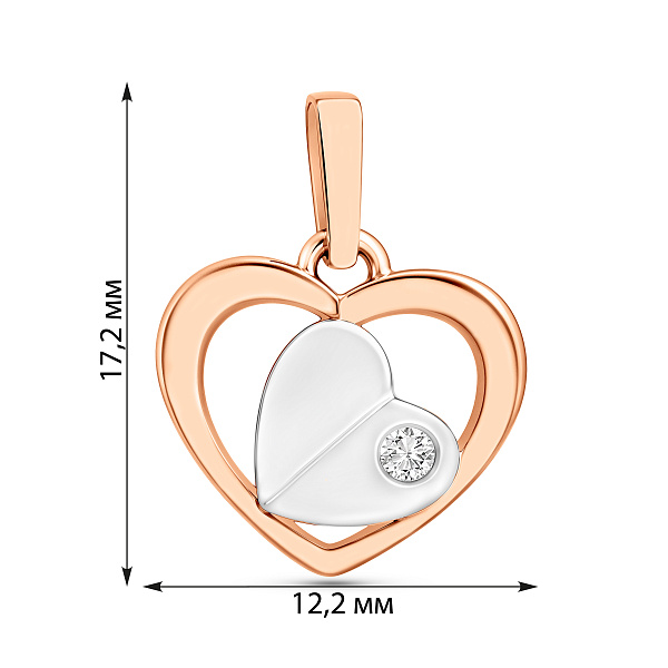 Золота підвіска Серце з фіанітом (арт. 440270) – зображення 2
