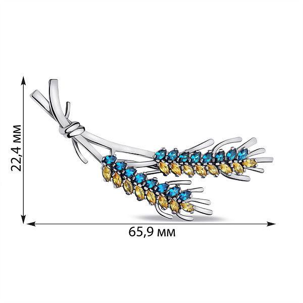 Срібна брошка Колоски з альпінітами (арт. 7505/2110агж) – зображення 2