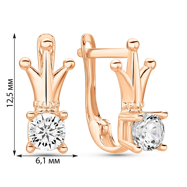Дитячі золоті сережки Корона з фіанітами (арт. 1091248) – зображення 3
