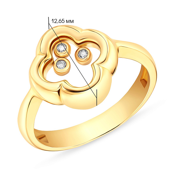 Каблучка з жовтого золота з фіанітами (арт. 155087ж) – зображення 2