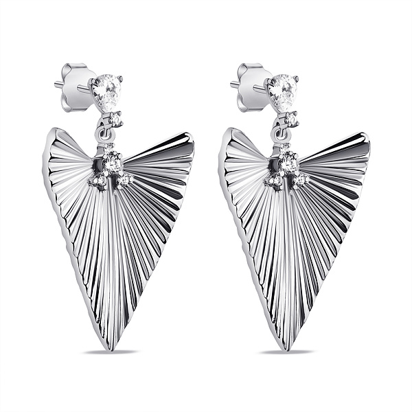 Серебряные серьги Листик с фианитами (арт. 7518/6931) – изображение 1