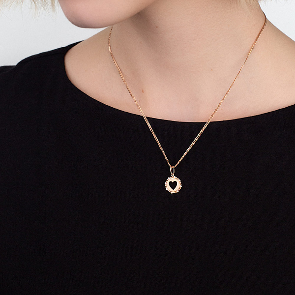 Золотой подвес "Сердце" с фианитами (арт. 424587) – изображение 2