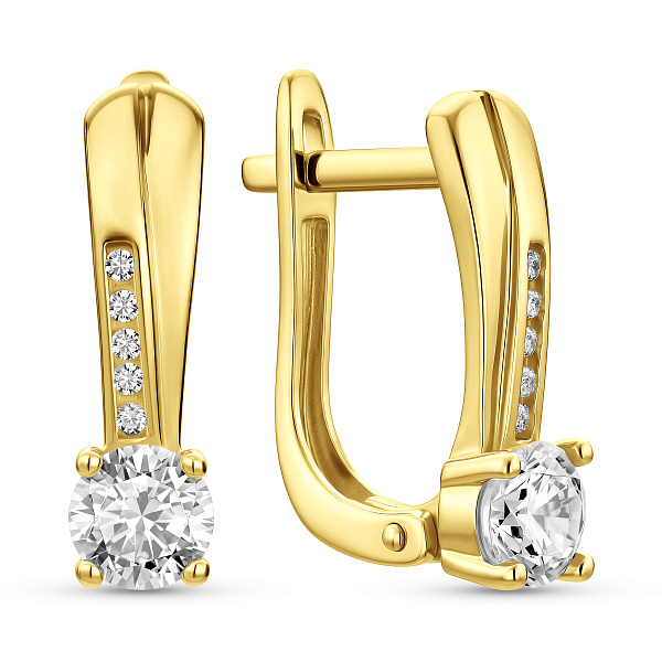 Серьги из желтого золота с фианитами (арт. 111097ж) – изображение 1