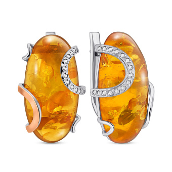 Фото Срібні сережки з бурштином (арт. 7202/0031Ясю)