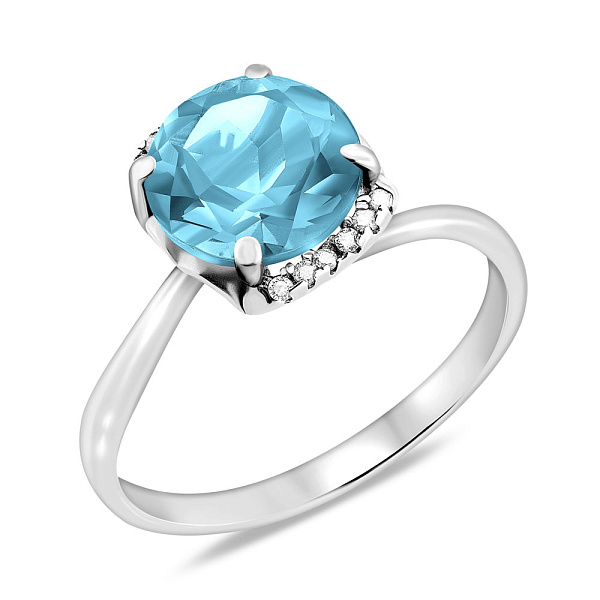 Золотое кольцо с кварцем и фианитами (арт. 140564ПбсГ) – изображение 1