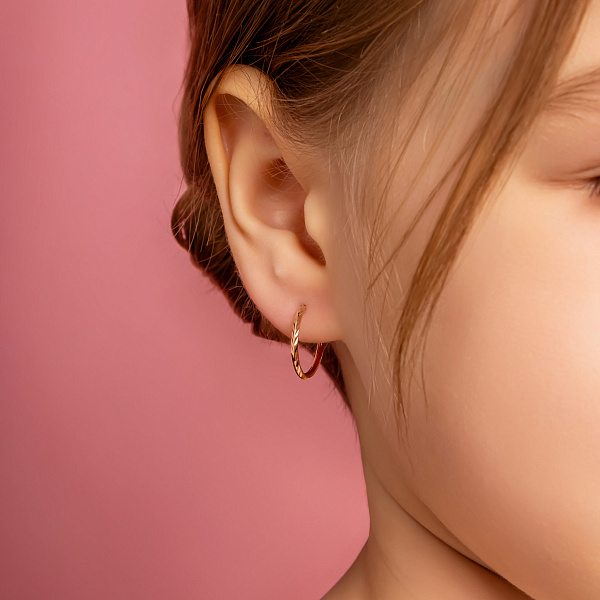 Золотые серьги-кольца без камней (арт. 121904/15) – изображение 2