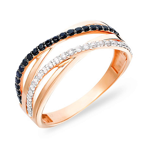 Золотое кольцо Синергия с фианитами (арт. 140519ч) – изображение 1