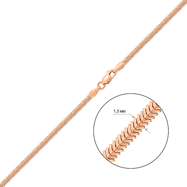 Цепочка из красного золота плетения Снейк плоский (арт. 304205п) – изображение 2