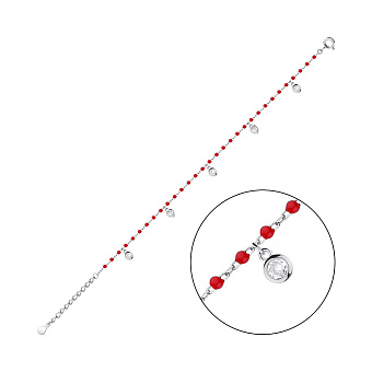 Фото Срібний браслет на ногу з емаллю та фіанітами (арт. 7509/4119нек)