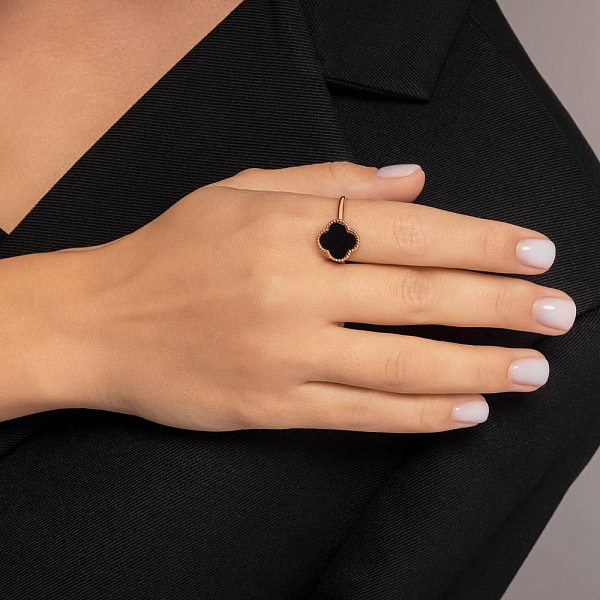 Золотое кольцо с ониксом (арт. 156516/10о) – изображение 2