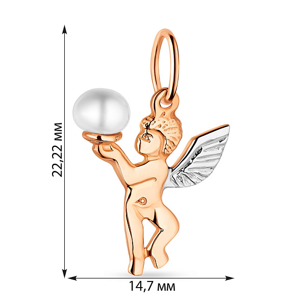 Золотой подвес с жемчугом Ангелочек (арт. 423385кбпрлб) – изображение 3