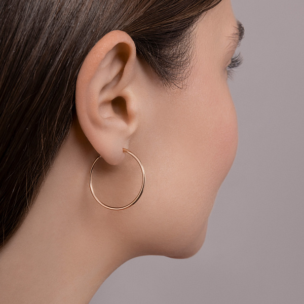 Серьги-кольца из золота без камней (арт. 122600/25) – изображение 3