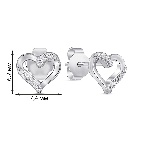 Серебряные серьги Сердце с фианитами (арт. 7518/7182) – изображение 2