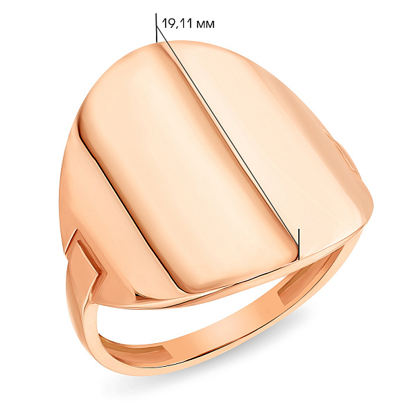 Золотое кольцо в красном цвете металла (арт. 155112) – изображение 2