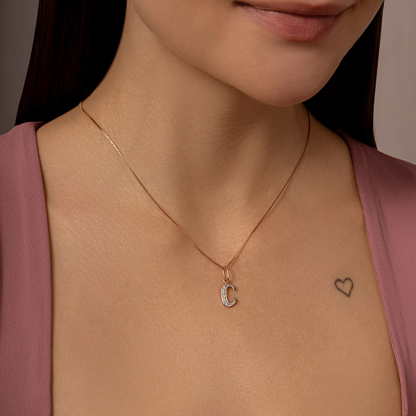 Золота підвіска Літера С з фіанітами (арт. 440280) – зображення 2