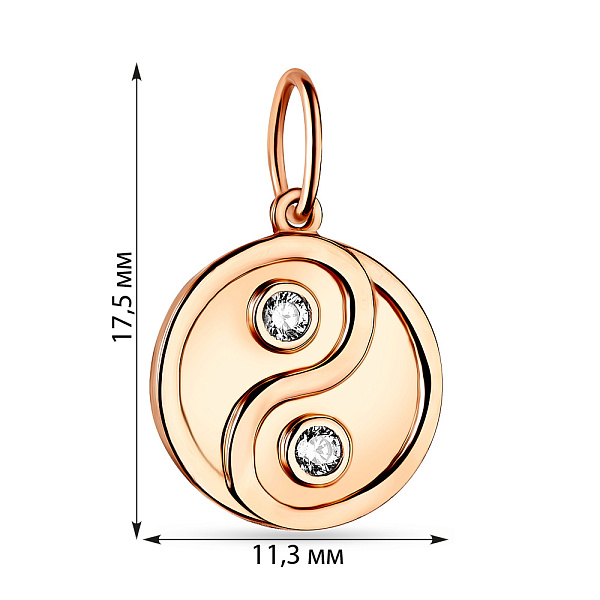 Золотий кулон Інь-Ян з білими фіанітами (арт. 424023) – зображення 2