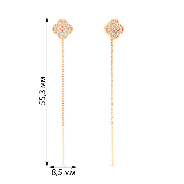 Золоті сережки-протяжки з фіанітами (арт. 1101185) – зображення 3