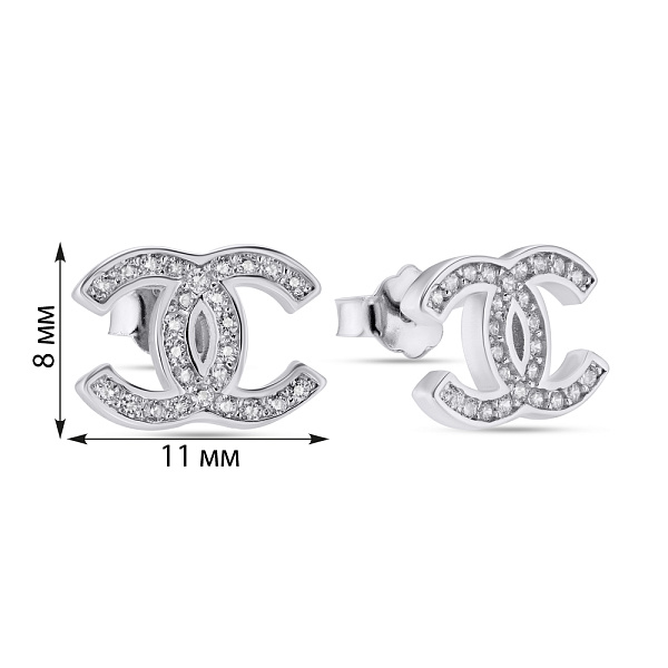 Серебряные серьги пусеты с фианитами (арт. 7518/5478) – изображение 2