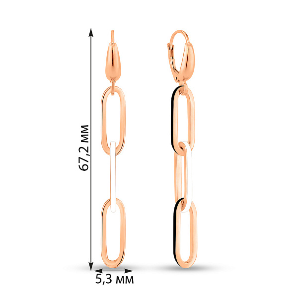 Сережки-подвески из красного золота с эмалью (арт. 1091608/2ечб) – изображение 3