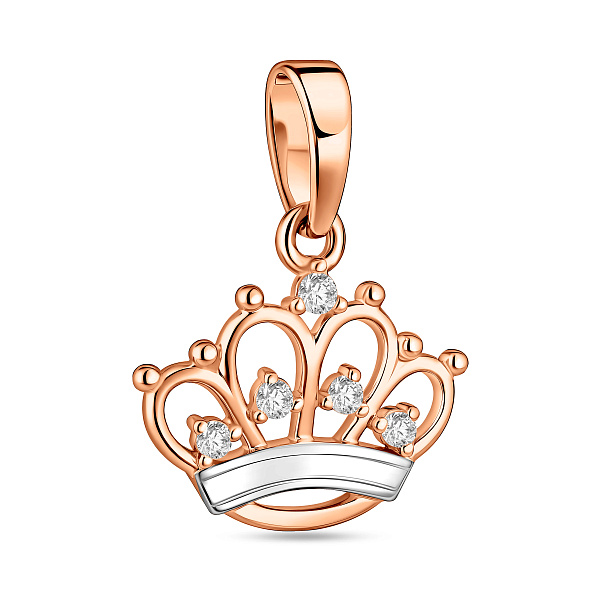 Кулон Корона из красного золота с фианитами (арт. 440615) – изображение 1