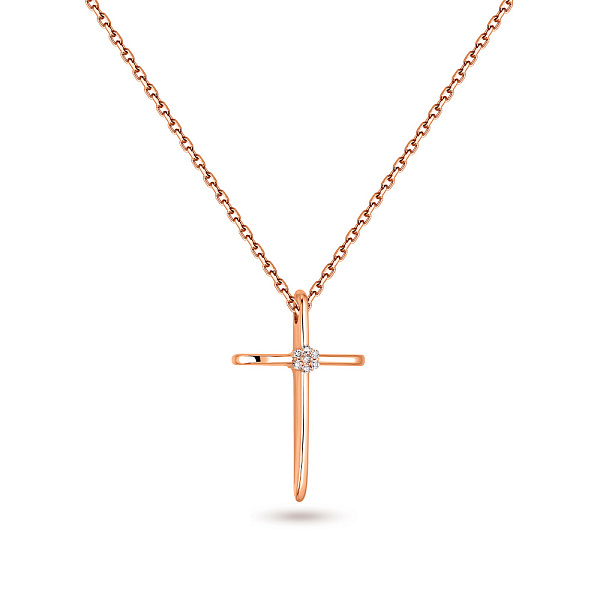 Золотое колье Крестик с бриллиантами (арт. Ц011377) – изображение 1