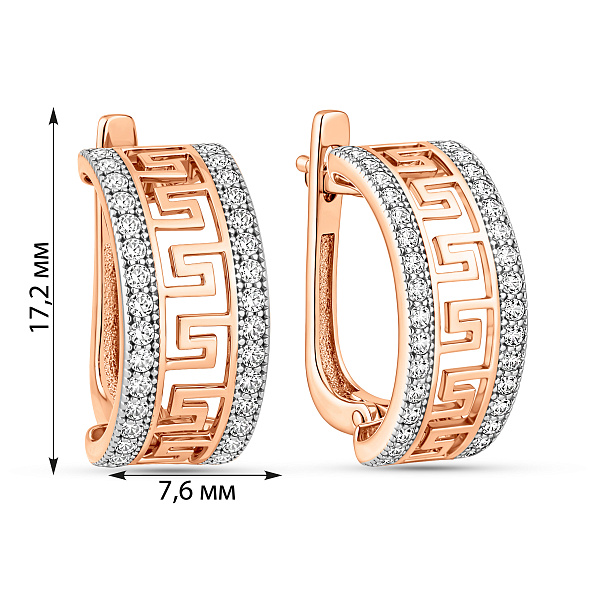 Серьги Олимпия из красного золота с фианитами (арт. 113400) – изображение 6