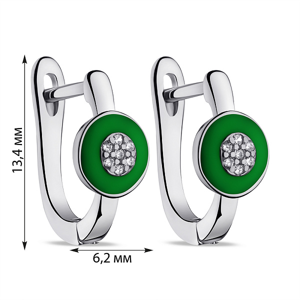 Сережки зі срібла з емаллю і фіанітами (арт. 7502/9495ез) – зображення 2