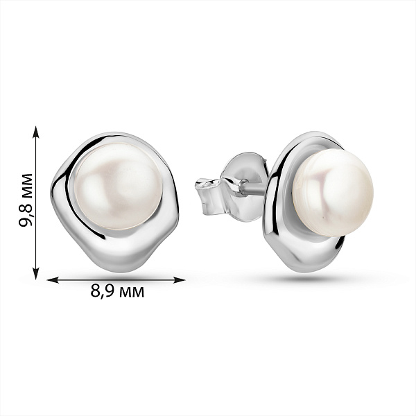 Срібні сережки з перлами (арт. 7518/2186663жб) – зображення 3