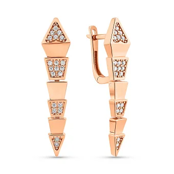 Золоті сережки Змія з фіанітами (арт. 1091715)