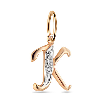 Золотая подвеска Буква К с фианитами (арт. 440289)
