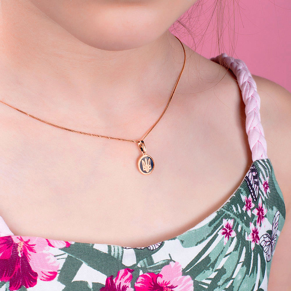 Подвес из красного золота Трезубец-Герб Украины с эмалью (арт. 441203еч) – изображение 4