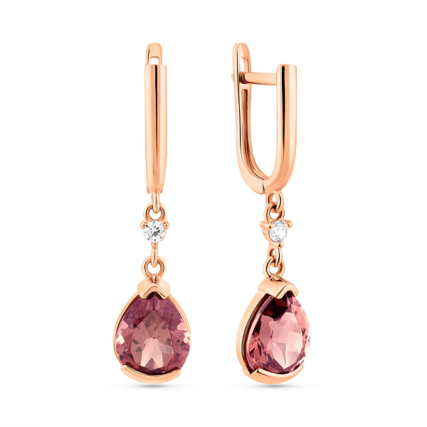 Золоті сережки-підвіски з кварцом (арт. 111245ПрГ) – зображення 1