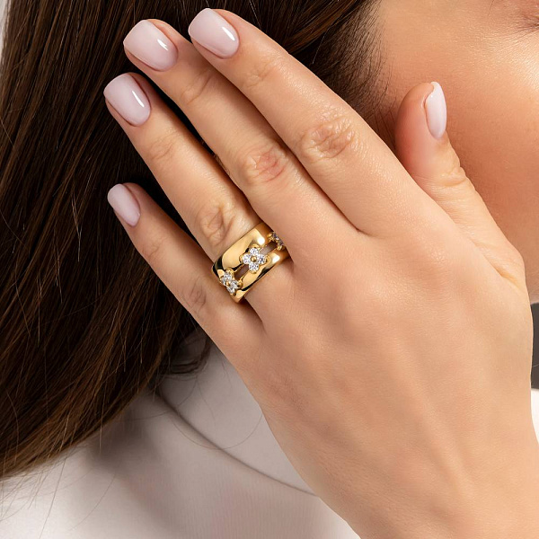 Кольцо из желтого золота и фианитами Francelli (арт. е156643ж) – изображение 3