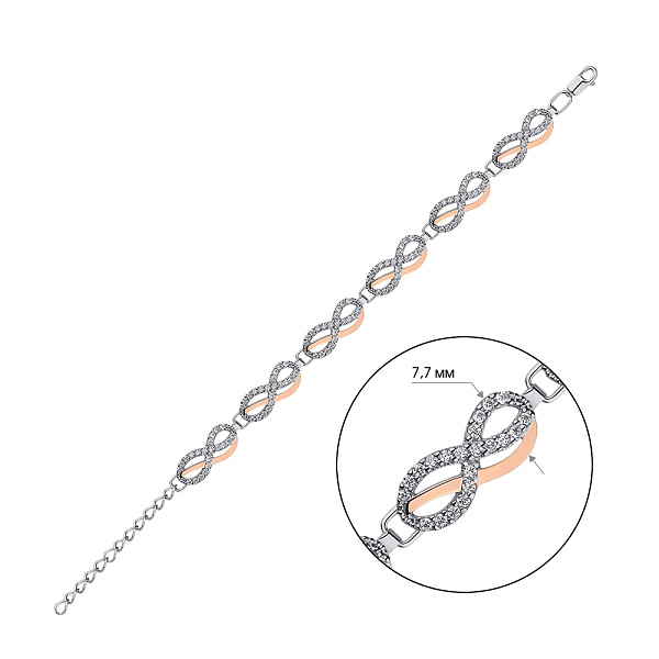 Серебряный браслет Бесконечность с золотыми накладками и фианитами (арт. 7209/658брп) – изображение 2