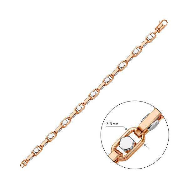 Браслет з червоного золота з родіюванням (арт. 3261069р) – зображення 2