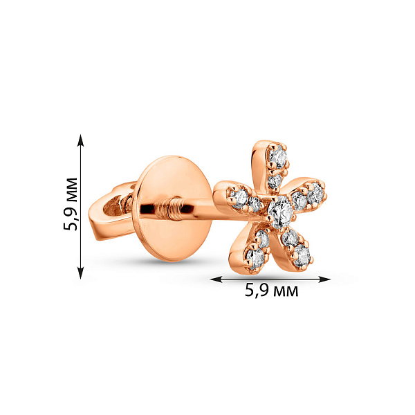 Золотая cерьга в одно ухо с бриллиантами (арт. Т011139005Я) – изображение 2