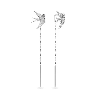 Золотые серьги-протяжки Ласточки с бриллиантами (арт. 2190414202)