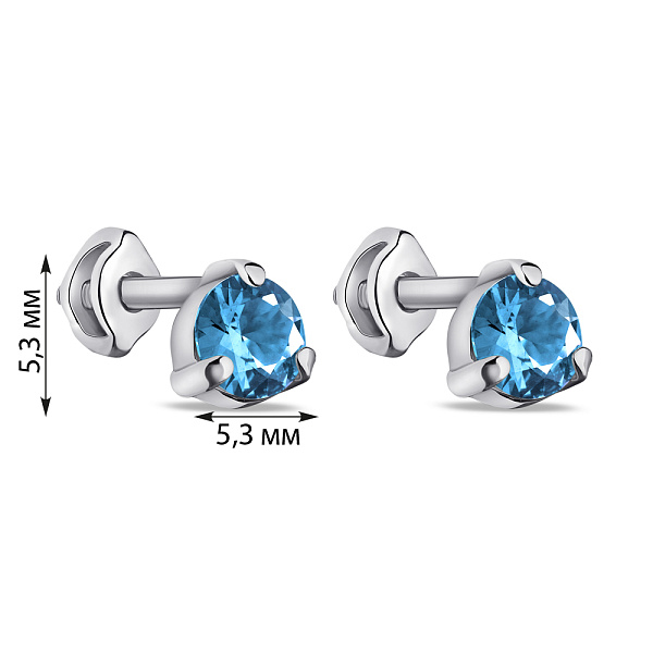 Срібні сережки-пусети з топазом (арт. 7518/557Плсп) – зображення 2