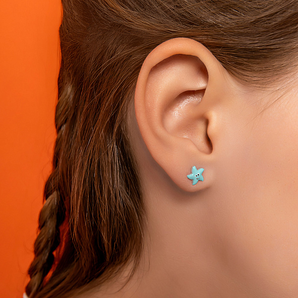 Детские серьги-пусеты из серебра с эмалью (арт. 7518/6797ег) – изображение 2