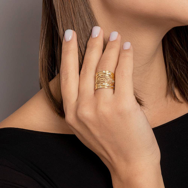 Золота каблучка незамкнута Francelli з діамантами (арт. К141107015ж) – зображення 2