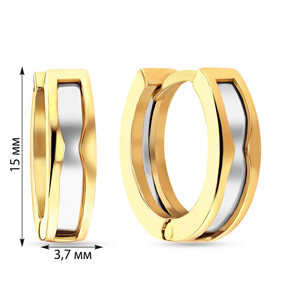 Золоті сережки-кільця без каміння (арт. 103695/15жб) – зображення 2