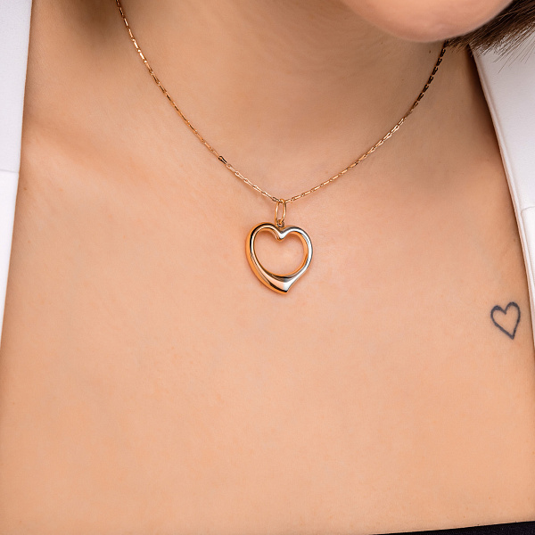 Золотой кулон Сердце с родированием (арт. 424839р) – изображение 2