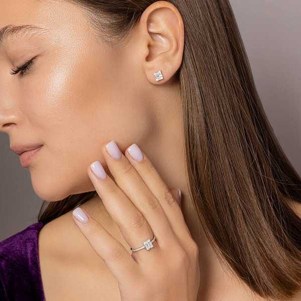 Сережки з білого золота з діамантами (арт. Т011514040б) – зображення 3