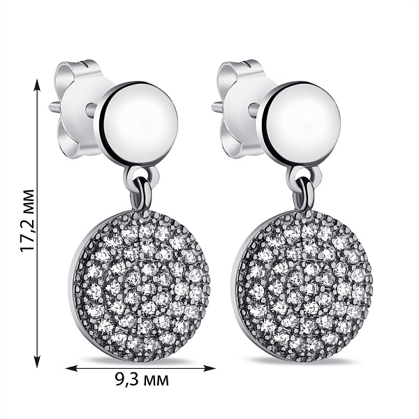 Серьги-подвески из серебра с фианитами (арт. 7518/6762) – изображение 2