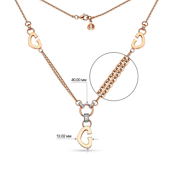 Кольє з червоного золота з фіанітами (арт. 351514) – зображення 2